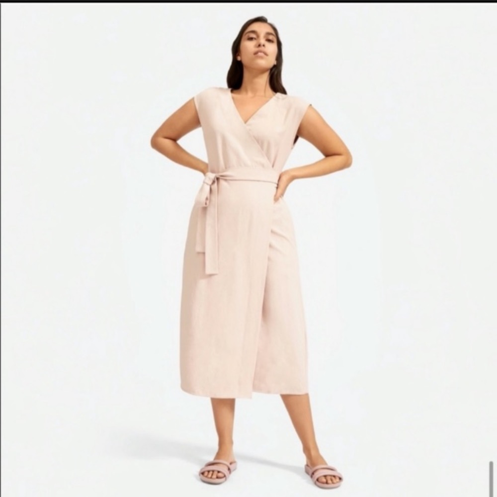 Everlane GoWeave Blush Wrap Dress with pockets